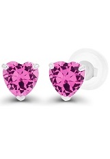superb white gold heart October birthstone baby earrings